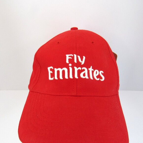 Fly Emirates White Embroidered Logo Men's Red Adjustable Cap Hat New with Tag - Picture 1 of 8